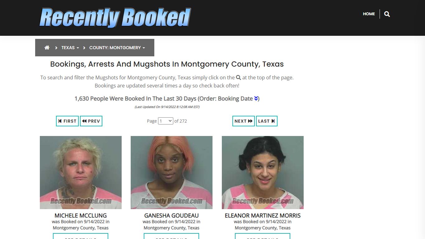 Bookings, Arrests and Mugshots in Montgomery County, Texas