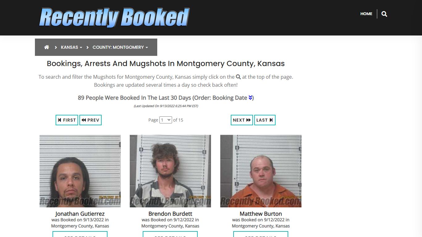 Bookings, Arrests and Mugshots in Montgomery County, Kansas